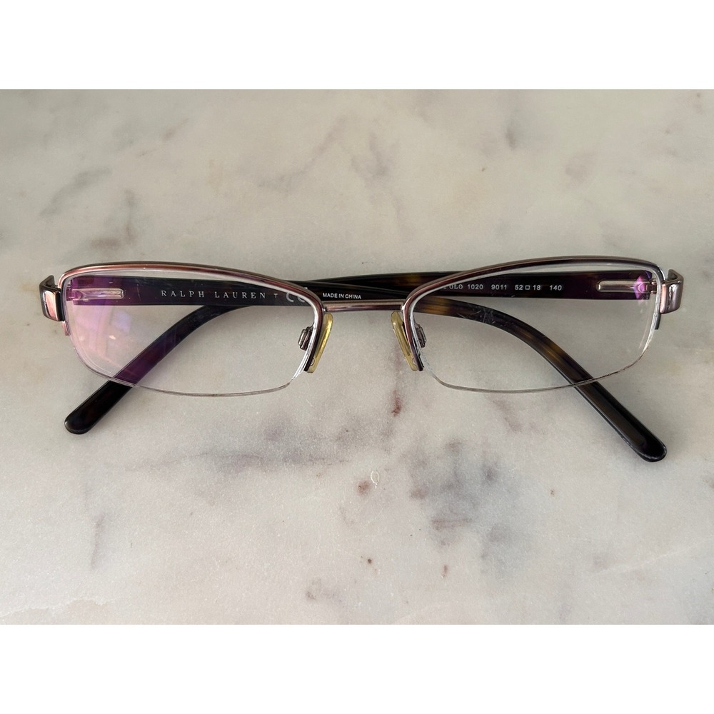 Polo Ralph Lauren 1020 9011 Rectangular Semi Rimless Glasses Frames Tortoise 52m